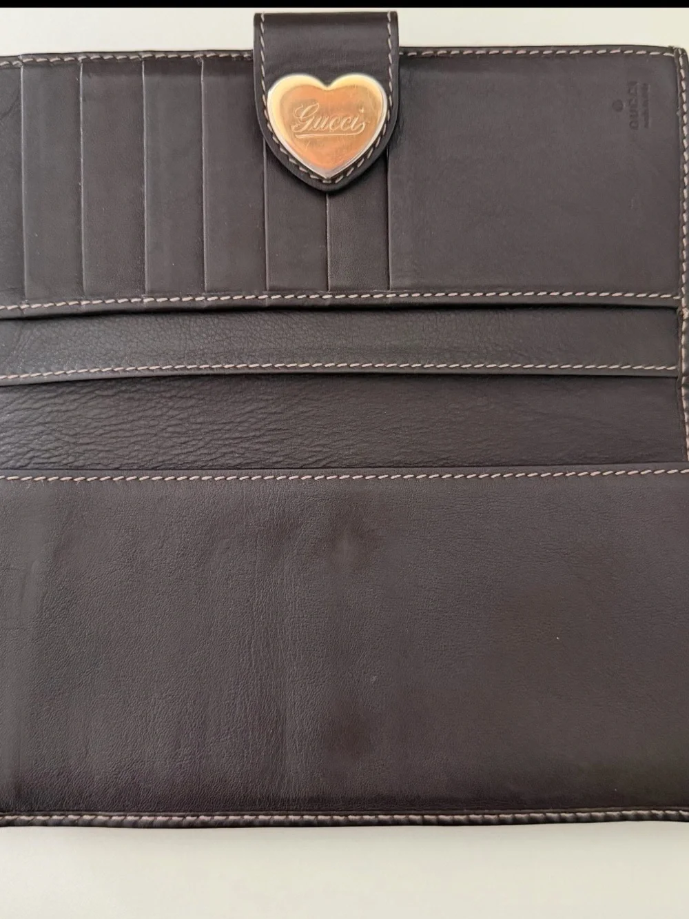 Gucci Brown Monogram Heart-Accent Continental Wallet - Picture 2 of 5